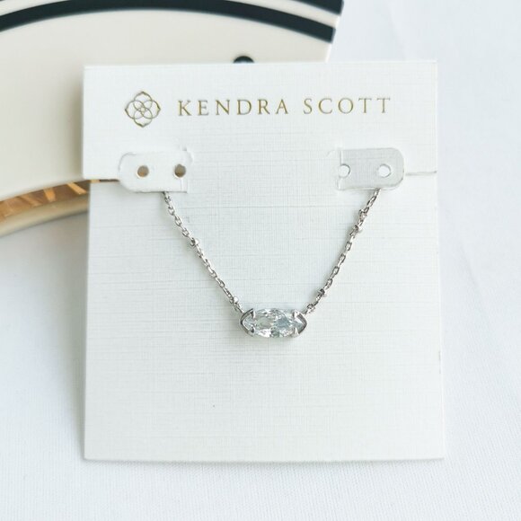 Kendra Scott Genevieve Silver White Crystal Satellite Necklace - Picture 1 of 4